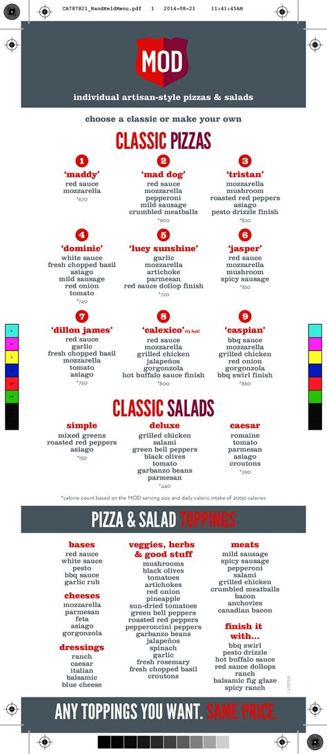 mod pizza menu