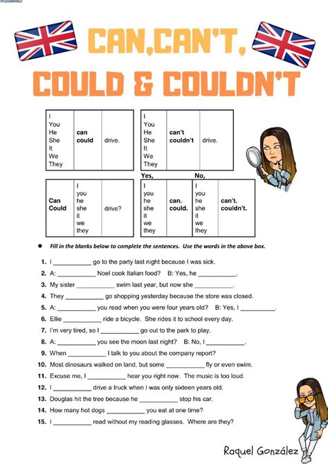 modal verbs can can't could couldn't exercises