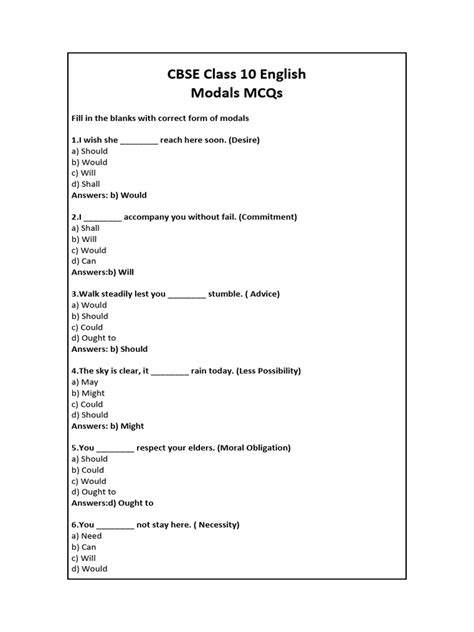 modals exercises for class 10 cbse with answers pdf