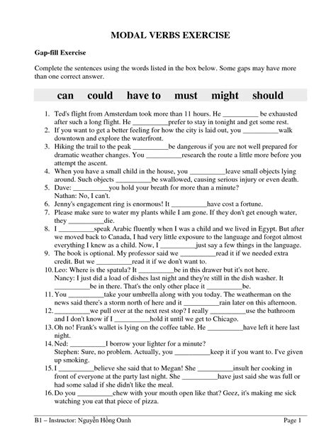 modals paragraph exercises with answers class 9