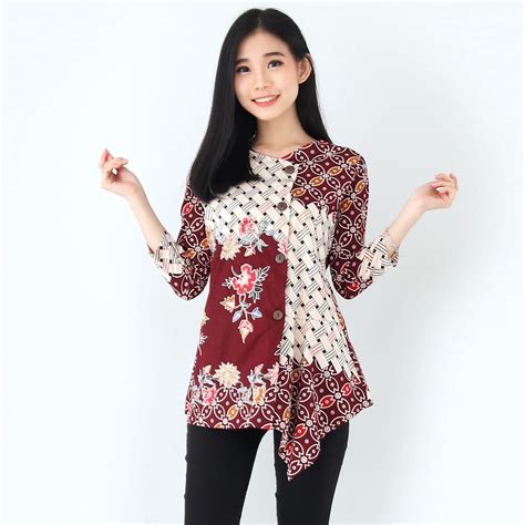 Jual Model Baju Batik Atasan Wanita Kerja Kantoran Trend 2020  Indonesia|Shopee Indonesia
