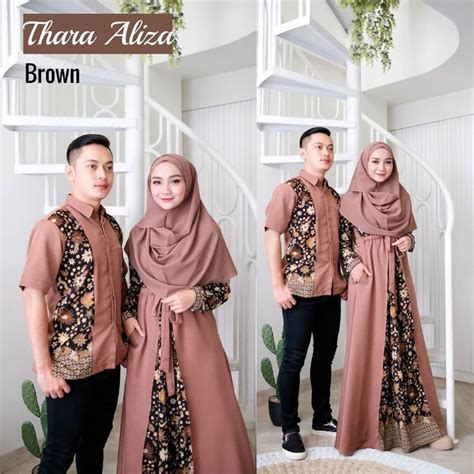 Jual Gamis Couple Keluarga Terbaru Baju Gamis Kemeja Batik Pria Modern -  Cokelat - Kota Pekalongan - Melysa Batik | Tokopedia
