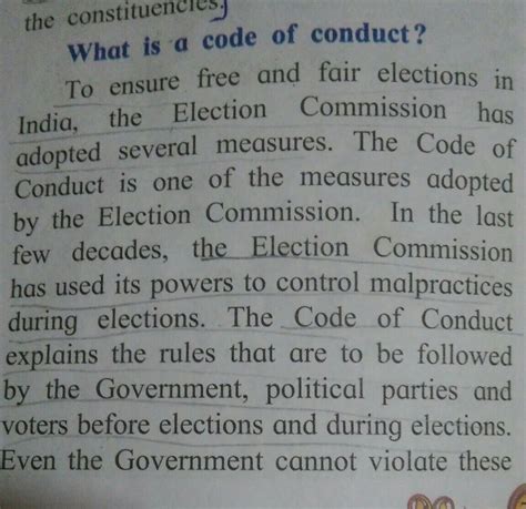 model code of conduct class 9