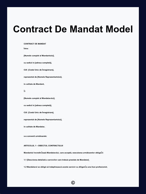 model contract de mandat administrator