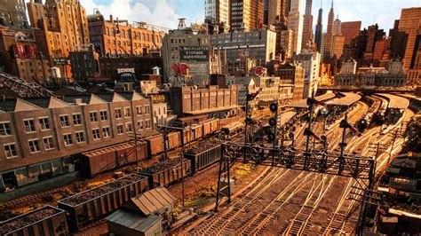 Model Train City Scene