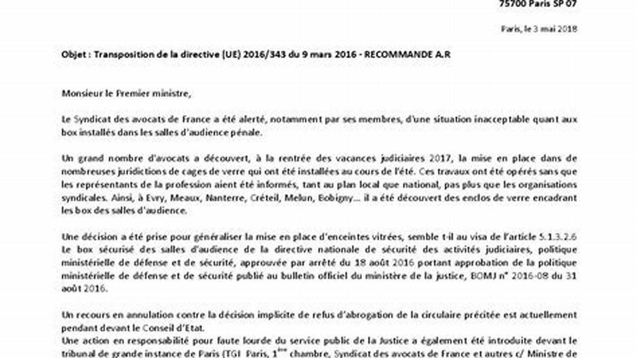 Modèle de lettre au juge du tribunal de grande instance