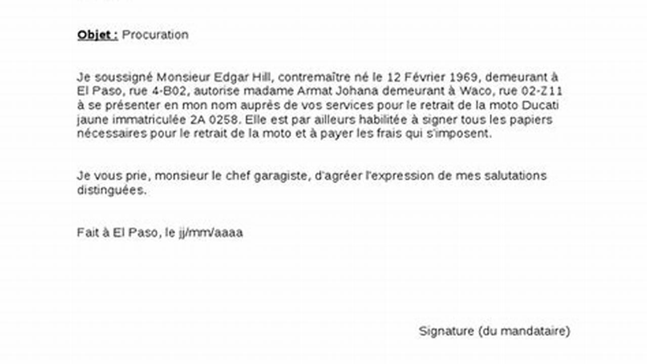 France : Mode d'emploi d'une lettre de procuration