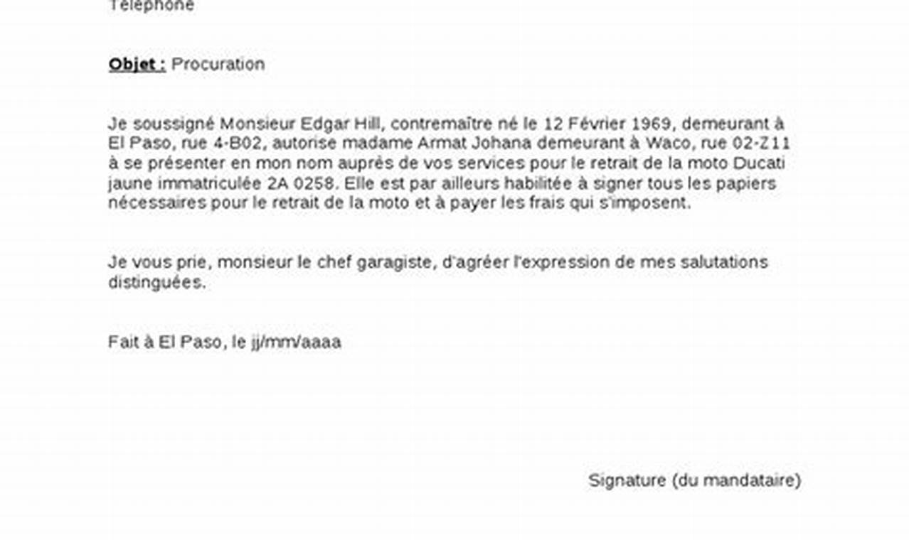 France : Mode d'emploi d'une lettre de procuration