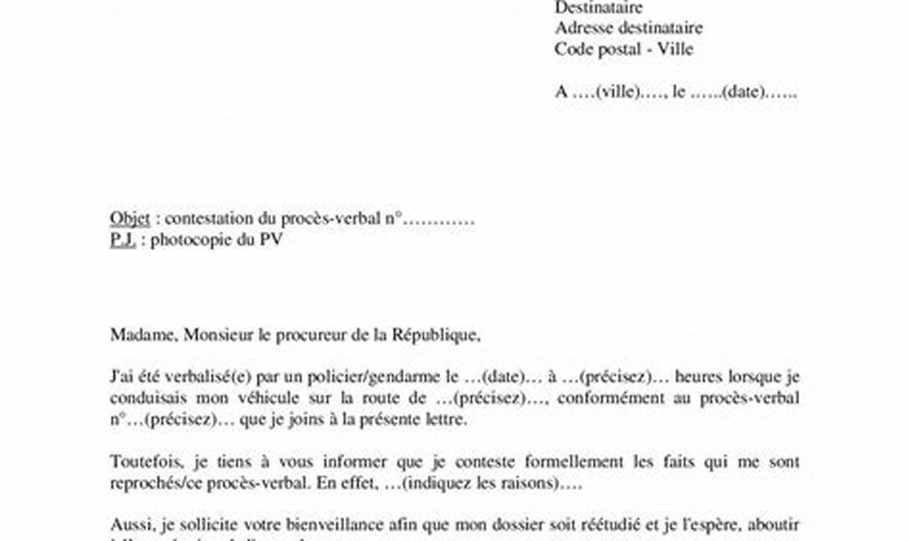 Modèle gratuit de lettre de contestation en France