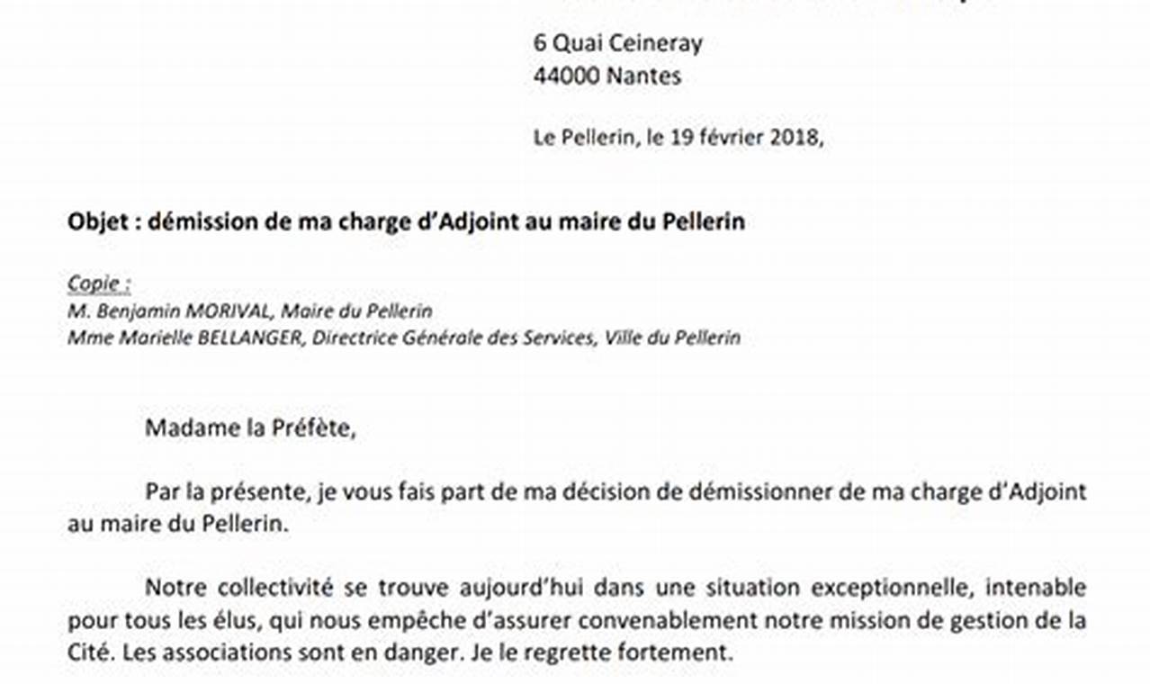 Modèle de lettre de démission de maire au préfet