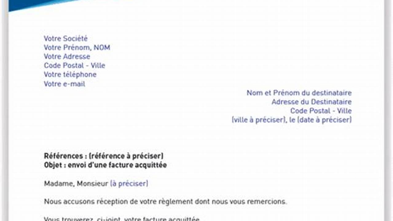 Modèle de lettre d'envoi de facture