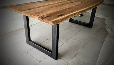 Table rectangulaire industrielle bois et métal pour salle