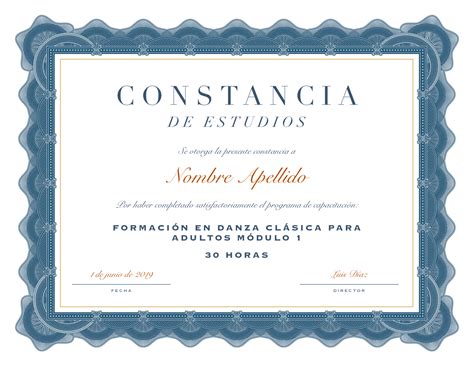 modelo de certificado de estudios