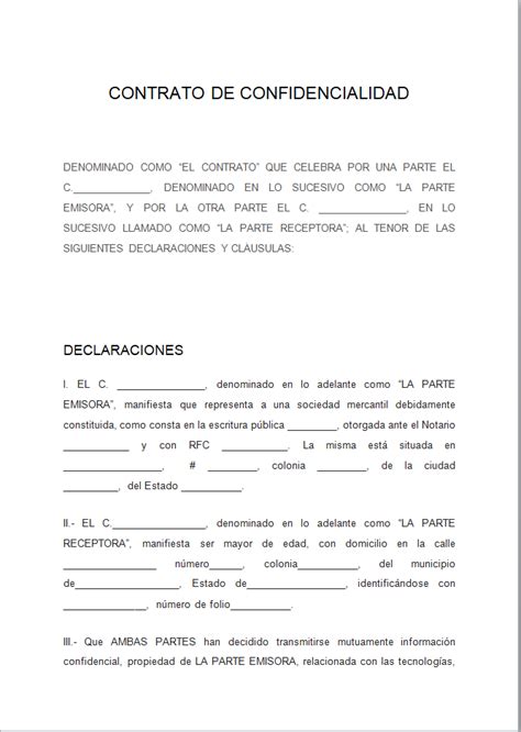 modelo de contrato de confidencialidad