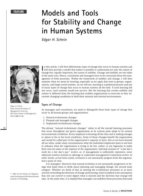 Models And Tools For Stability And Change In Human Systems