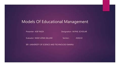 Models Of Educational Management Ppt