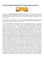 Models Of Molecular Compounds Lab 22 Answer Key