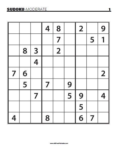 Moderate Difficulty Sudoku Page Moderate Difficulty Sudoku Page Printable