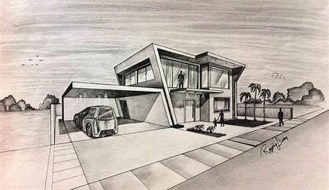 Modern Dream House Drawing Sketch Modern House