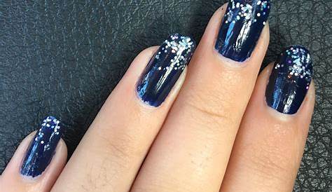 Modern Elegance: Midnight Blue Ensemble With Silver Nails For A Chic Look