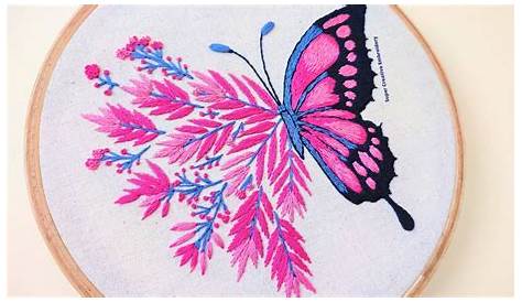Butterfly Embroidery Design Is Ready To Hang Butterfly Hand