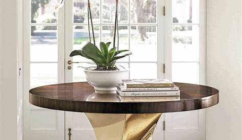 Davlin Modern Glam Round Glass Top Metal Foyer Table by