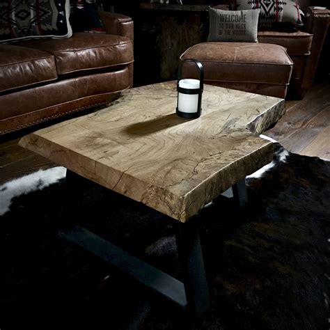 Rustic Modern Coffee Table live edge burl wood slab