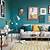 modern teal and yellow living room