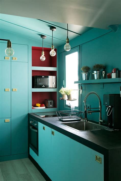 Love the white & turquoise! Home kitchens, Contemporary kitchen