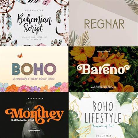 Bohemian Font Handwritten Script Font Cricut Fonts Modern Etsy