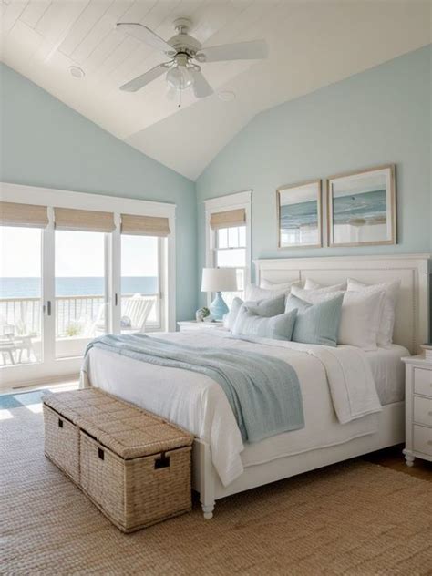 modern coastal vibes blue green and white bedroom