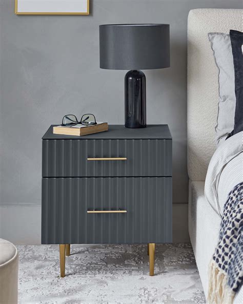 Modern Dark Grey Bedside Table