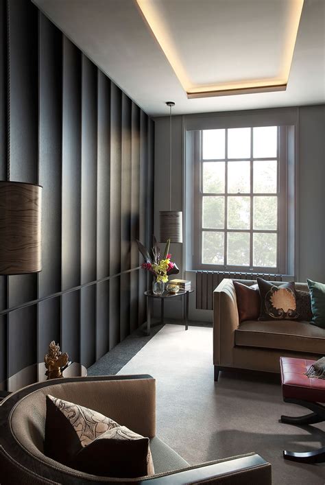 Midcenturywood paneled wall modern living room interior, modern