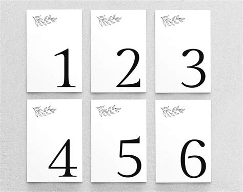 Modern Printable Table Numbers 4X6