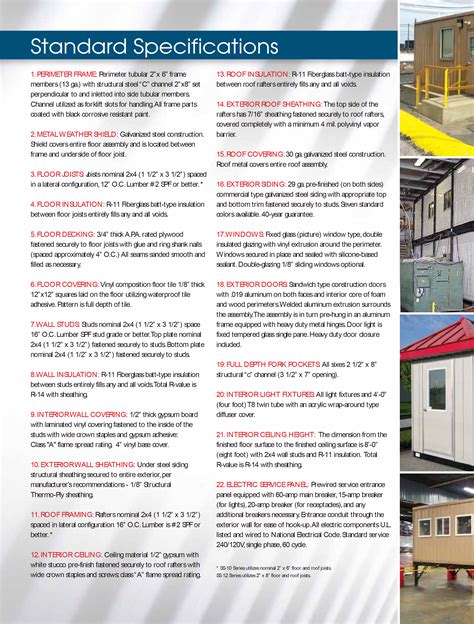 Modular Building Specifications