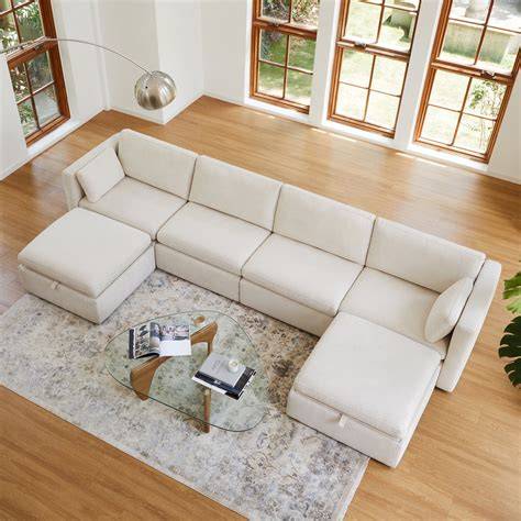 147" Tifton Light Gray 7Piece Modular Sectional Sofa Chaise