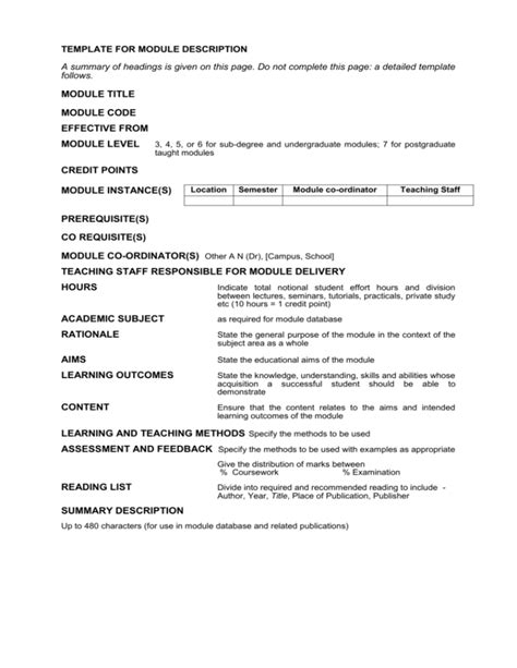 module description in project example