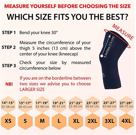 modvel knee sleeve size chart