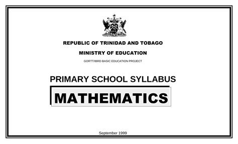 moe primary school curriculum trinidad