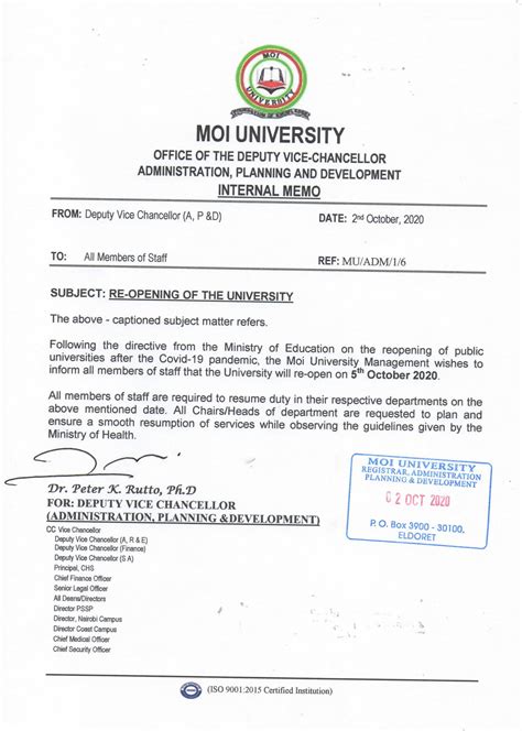 moi university admission letter 2022