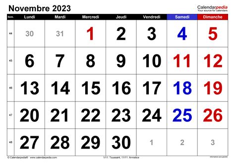 mois de novembre 2023