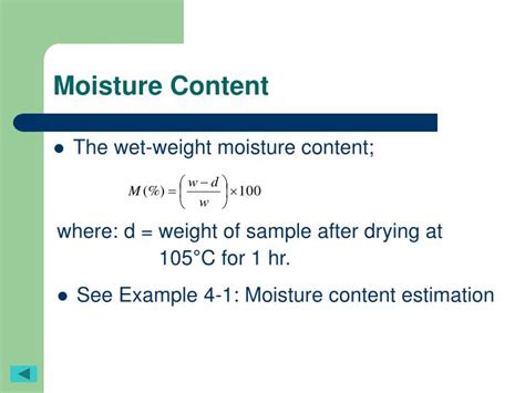 Moisture Content By Weight