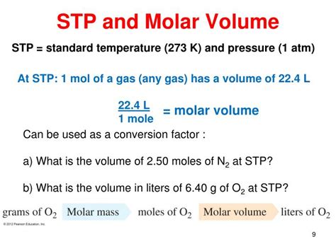 molar volume of o2 at stp