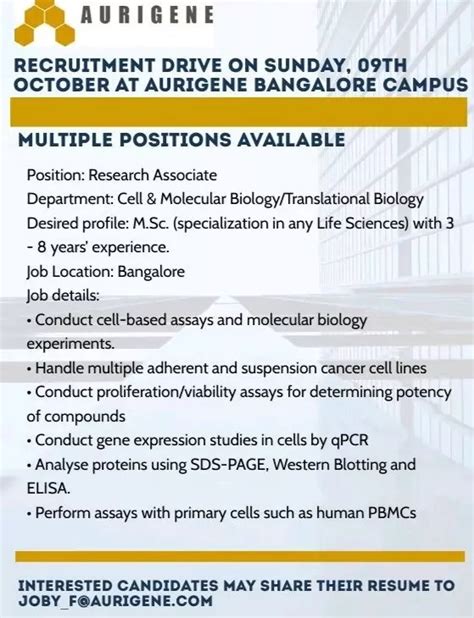 molecular biology jobs in bangalore