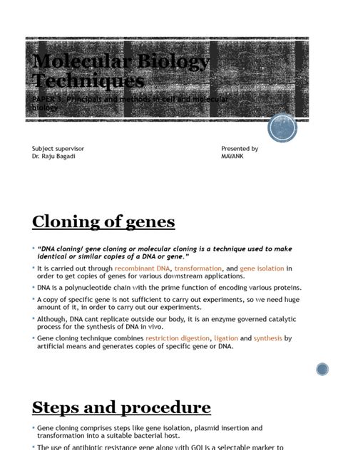 molecular biology techniques pdf