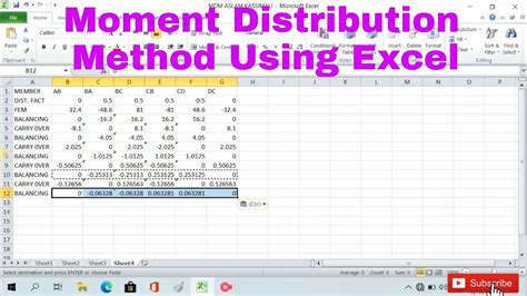 Moment Distribution Method Excel Spreadsheet
