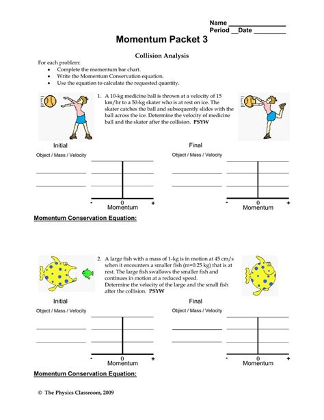 momentum and collisions action-reaction and momentum conservation worksheet answers