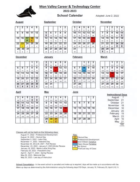 mon valley school calendar