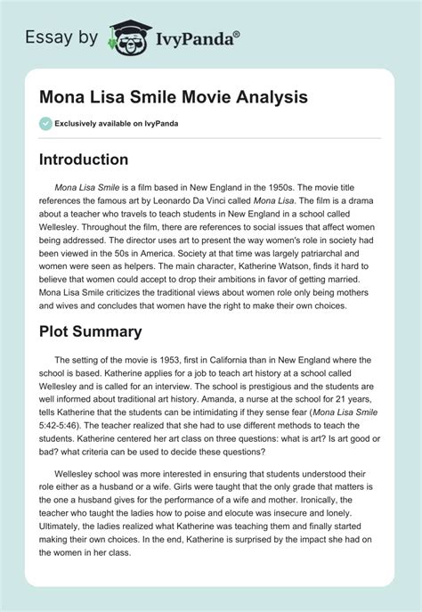 mona lisa smile summary essay