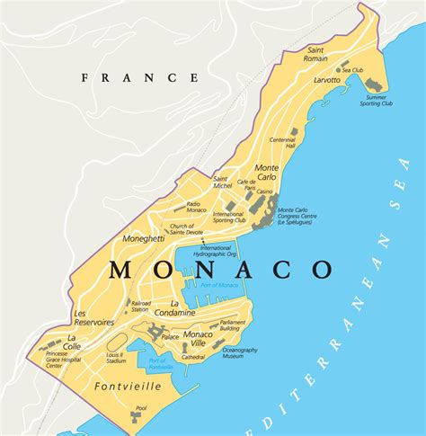 Large detailed roads map of Monaco. Monaco large detailed roads map